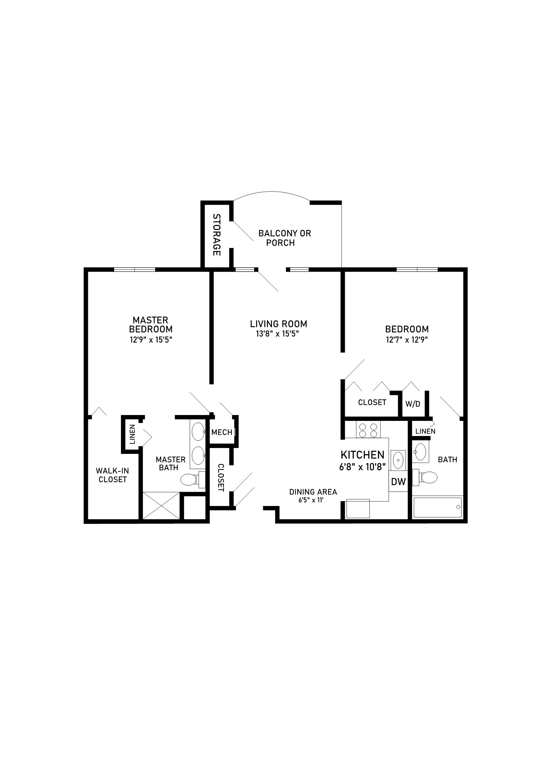 Dunway floor plan 2 bedroom 2 bathroom 1138 square feet