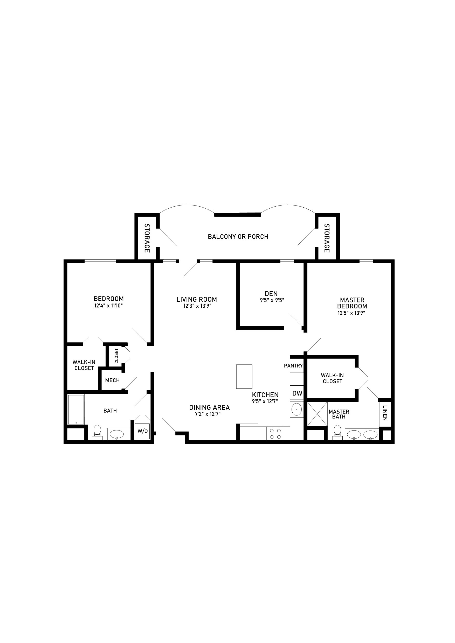 glenmoor floor plan 2 bedroom 2 bathroom 1365 square feet