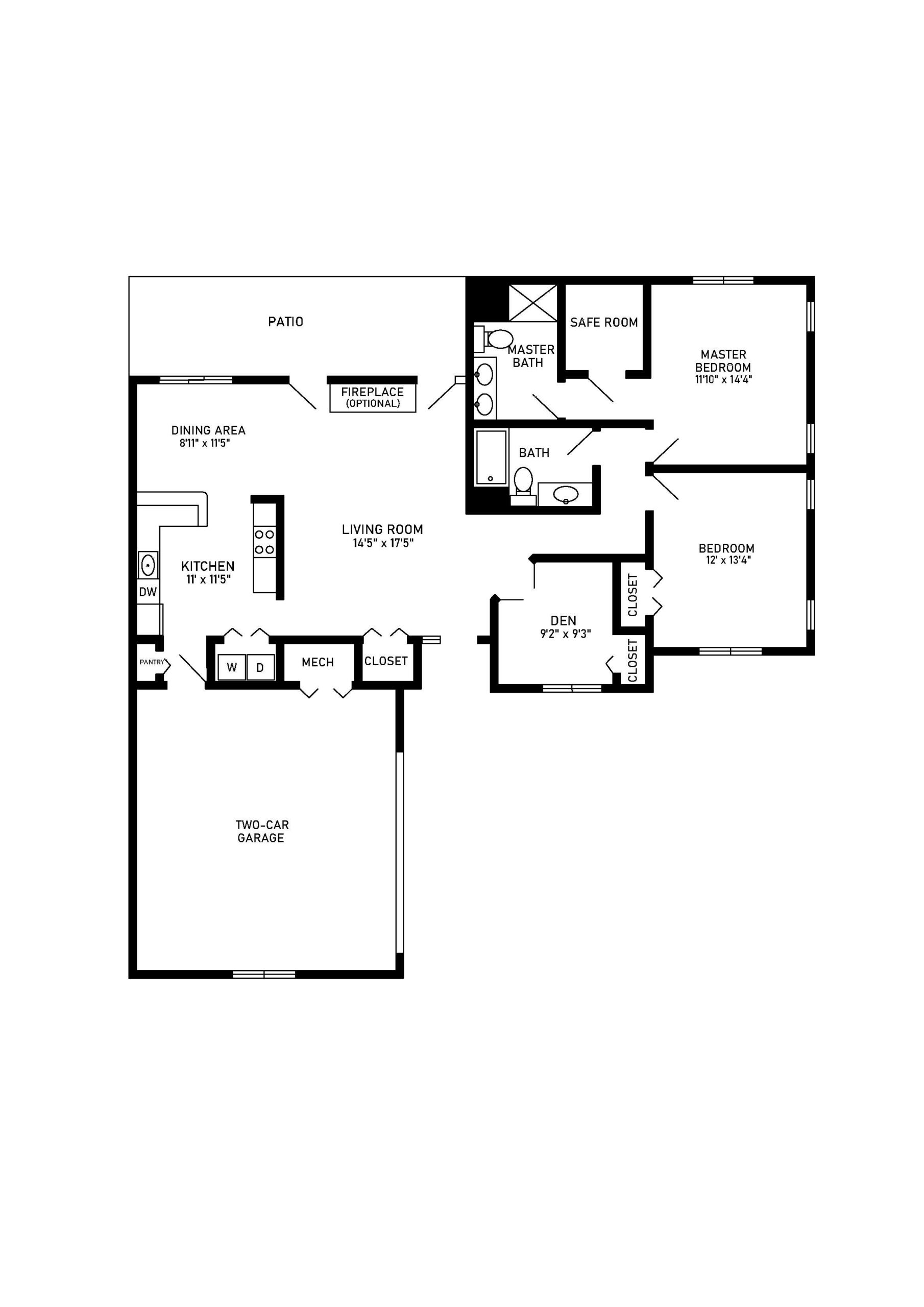 kelburn floor plan 2 bedroom 2 bathroom 1516 square feet