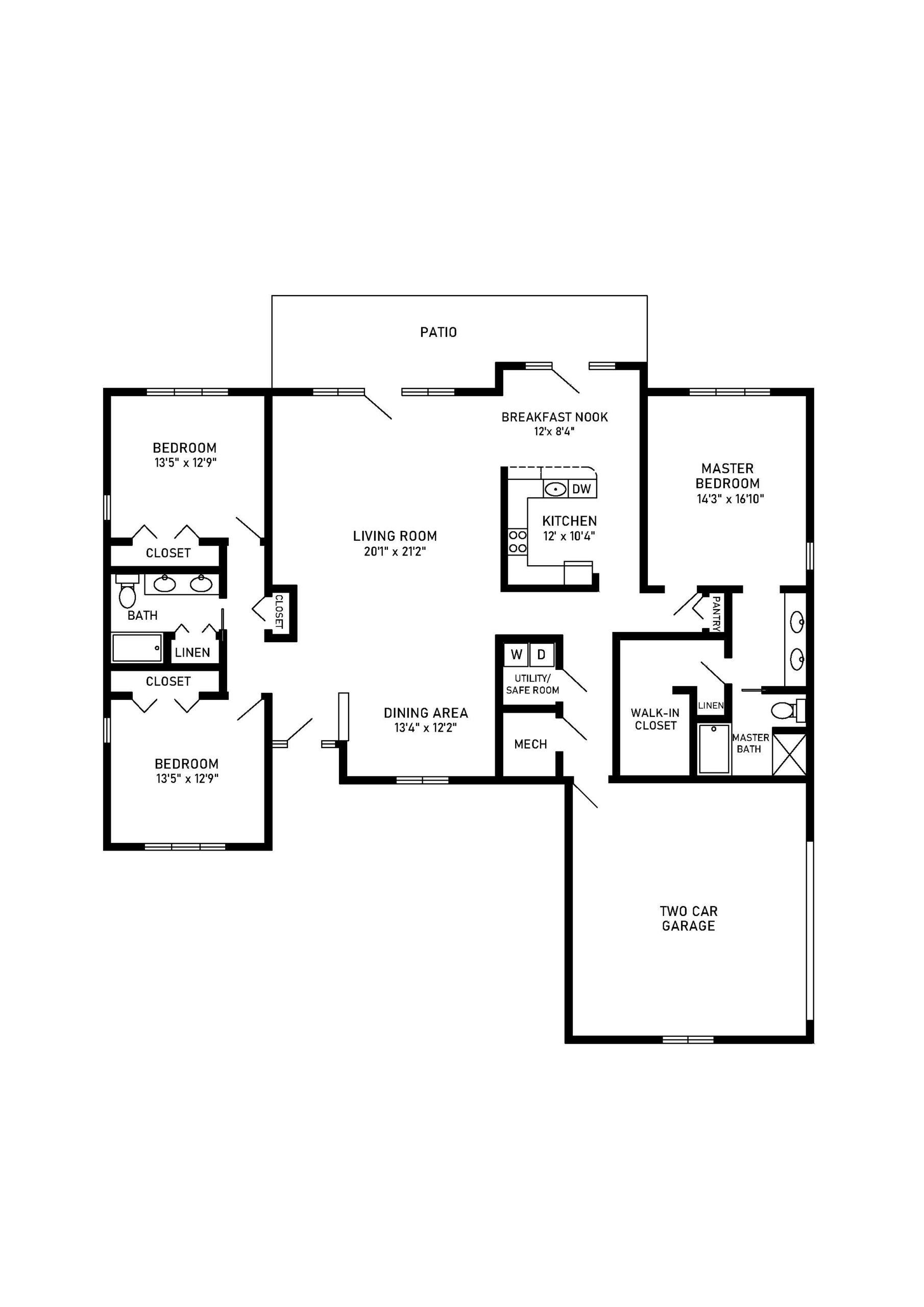 Newark floor plan 3 bedroom 2 bathroom 2308 square feet